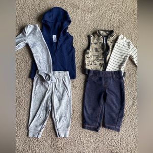 9M Boy Carters Vest Outfits - 6 pieces total